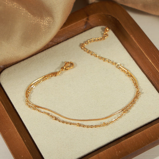 18K Gold Double-Layer Noble Bracelets for Versatile Elegance