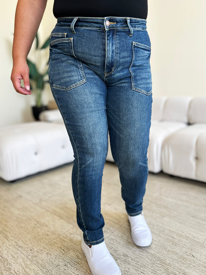 Judy Blue High Waist Skinny Jeans in Full Size with Stretch Denim Tech