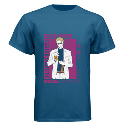Jujutsu Kaisen Kento Nanami T-Shirt - Purple Framed Portrait Design | Premium Unisex Triblend Tee