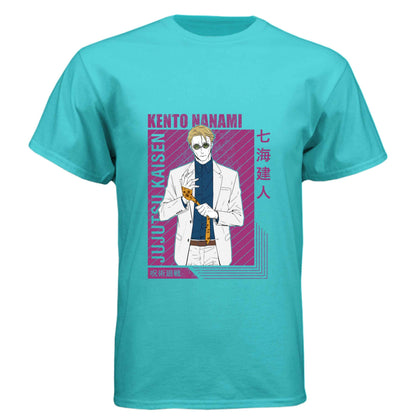 Jujutsu Kaisen Kento Nanami T-Shirt - Purple Framed Portrait Design | Premium Unisex Triblend Tee