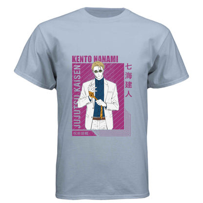 Jujutsu Kaisen Kento Nanami T-Shirt - Purple Framed Portrait Design | Premium Unisex Triblend Tee