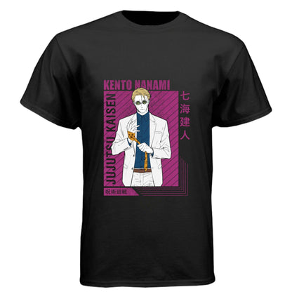 Jujutsu Kaisen Kento Nanami T-Shirt - Purple Framed Portrait Design | Premium Unisex Triblend Tee