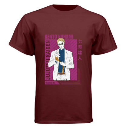 Jujutsu Kaisen Kento Nanami T-Shirt - Purple Framed Portrait Design | Premium Unisex Triblend Tee