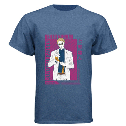 Jujutsu Kaisen Kento Nanami T-Shirt - Purple Framed Portrait Design | Premium Unisex Triblend Tee