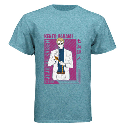 Jujutsu Kaisen Kento Nanami T-Shirt - Purple Framed Portrait Design | Premium Unisex Triblend Tee