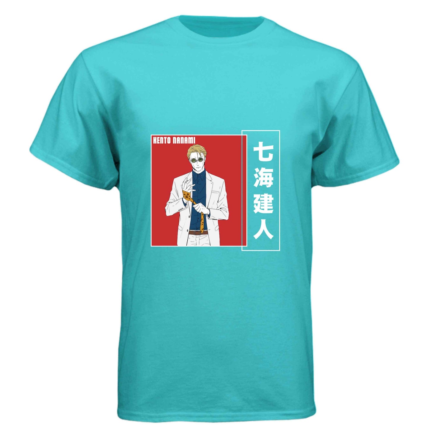 Jujutsu Kaisen Kento Nanami T-Shirt - Red Vertical Text Japanese Design | Premium Unisex Triblend Tee