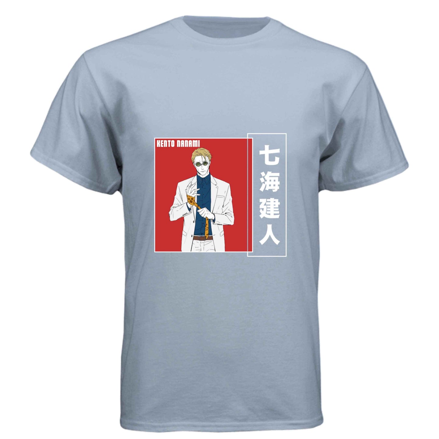Jujutsu Kaisen Kento Nanami T-Shirt - Red Vertical Text Japanese Design | Premium Unisex Triblend Tee