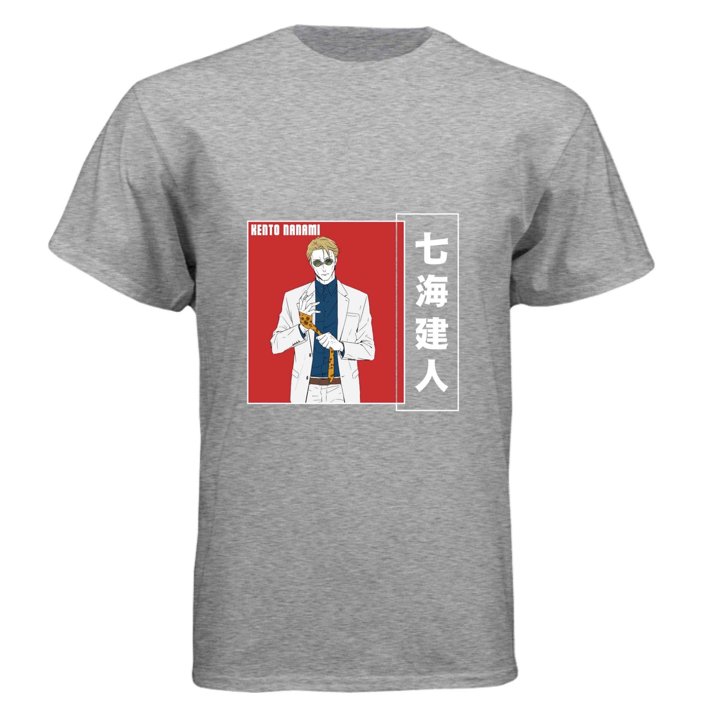 Jujutsu Kaisen Kento Nanami T-Shirt - Red Vertical Text Japanese Design | Premium Unisex Triblend Tee