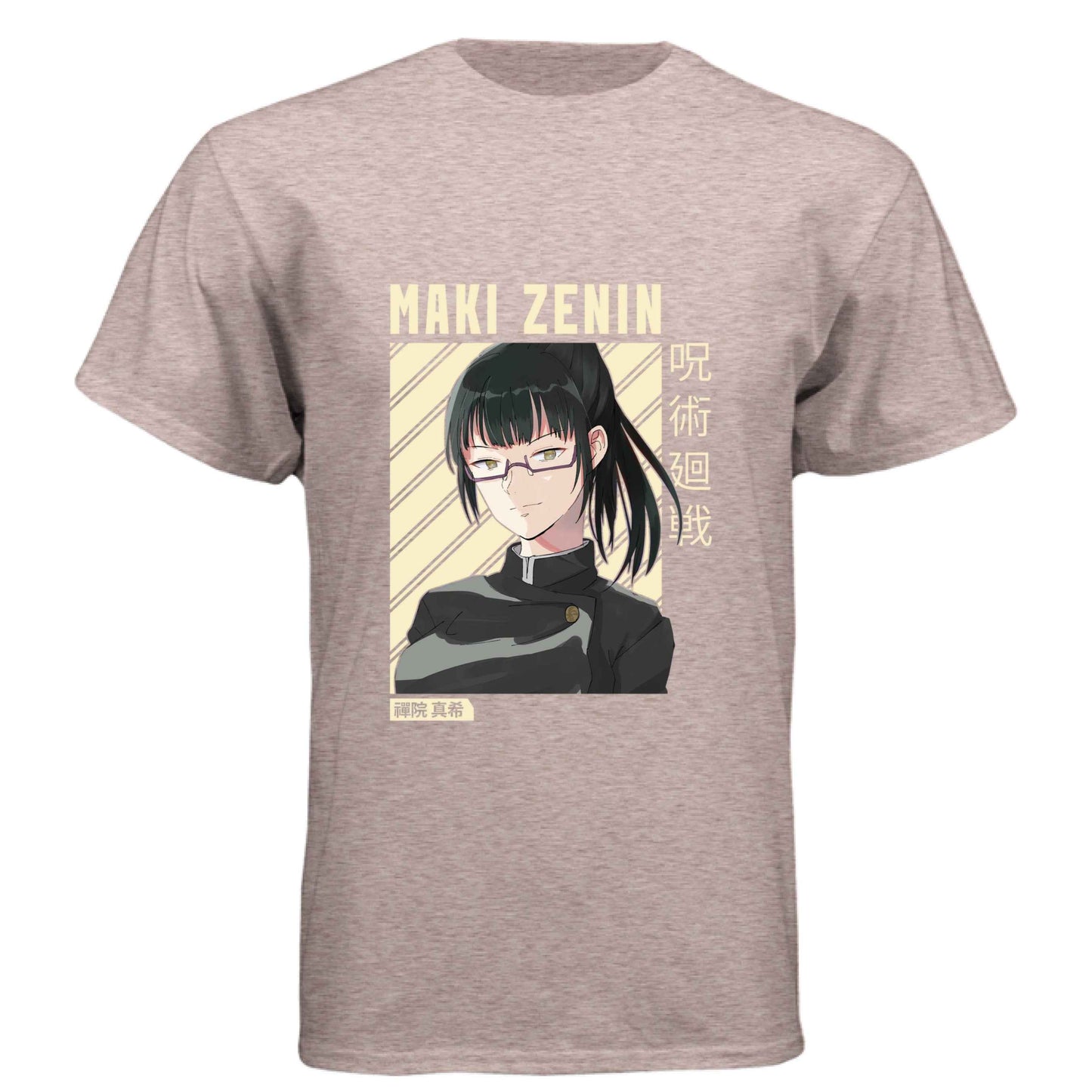 Jujutsu Kaisen Maki Zenin T-Shirt - Beige Portrait Design | Premium Unisex Triblend Tee