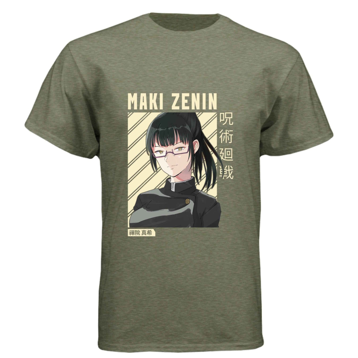 Jujutsu Kaisen Maki Zenin T-Shirt - Beige Portrait Design | Premium Unisex Triblend Tee