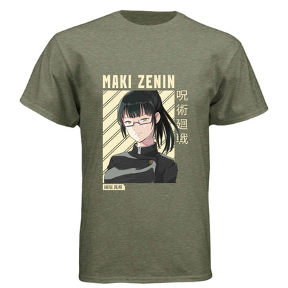 Jujutsu Kaisen Maki Zenin T-Shirt - Beige Portrait Design | Premium Unisex Triblend Tee