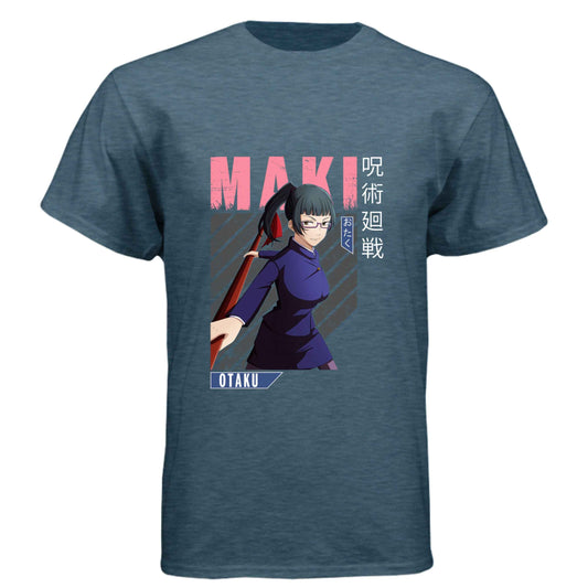 Jujutsu Kaisen Maki Zenin T-Shirt - Pink Action Portrait Design | Premium Unisex Triblend Tee