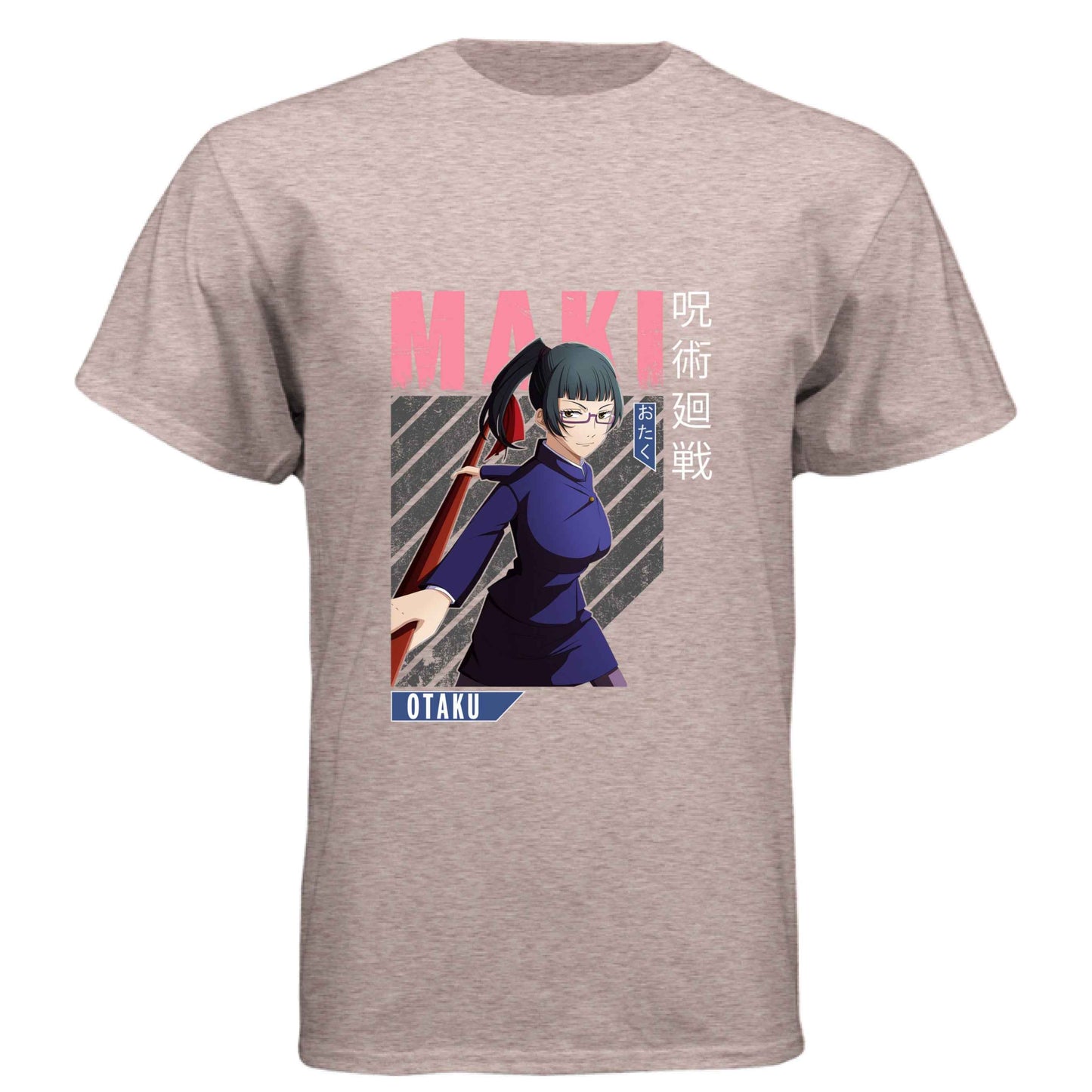 Jujutsu Kaisen Maki Zenin T-Shirt - Pink Action Portrait Design | Premium Unisex Triblend Tee