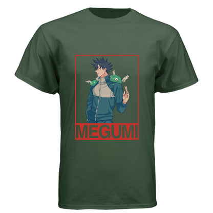 Jujutsu Kaisen Megumi Fushiguro T-Shirt - Divine Dogs Summoning Portrait Design | Premium Unisex Triblend Tee
