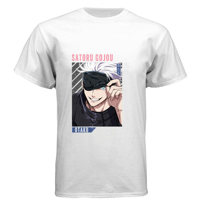 Jujutsu Kaisen Satoru Gojo T-Shirt - Blindfold Cocky Smile Portrait Design | Premium Unisex Triblend Tee