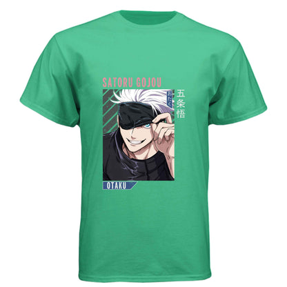 Jujutsu Kaisen Satoru Gojo T-Shirt - Blindfold Cocky Smile Portrait Design | Premium Unisex Triblend Tee