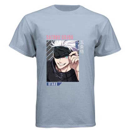 Jujutsu Kaisen Satoru Gojo T-Shirt - Blindfold Cocky Smile Portrait Design | Premium Unisex Triblend Tee