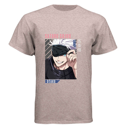 Jujutsu Kaisen Satoru Gojo T-Shirt - Blindfold Cocky Smile Portrait Design | Premium Unisex Triblend Tee