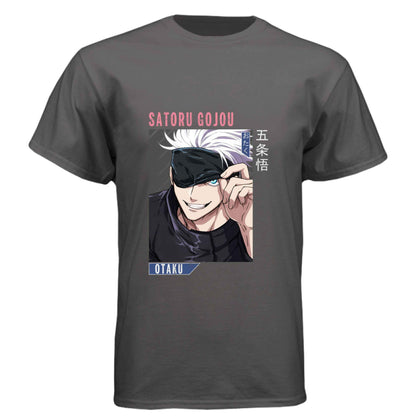 Jujutsu Kaisen Satoru Gojo T-Shirt - Blindfold Cocky Smile Portrait Design | Premium Unisex Triblend Tee