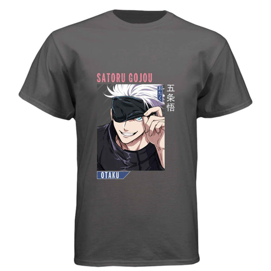 Jujutsu Kaisen Satoru Gojo T-Shirt - Blindfold Cocky Smile Portrait Design | Premium Unisex Triblend Tee