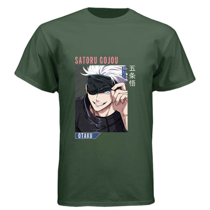 Jujutsu Kaisen Satoru Gojo T-Shirt - Blindfold Cocky Smile Portrait Design | Premium Unisex Triblend Tee