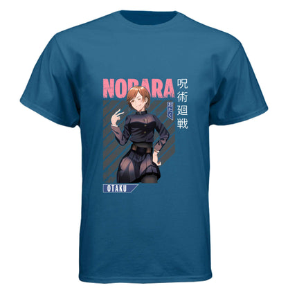 Jujutsu Kaisen Nobara Kugisaki T-Shirt - Pink Distressed Text Confident Pose Design | Premium Unisex Triblend Tee
