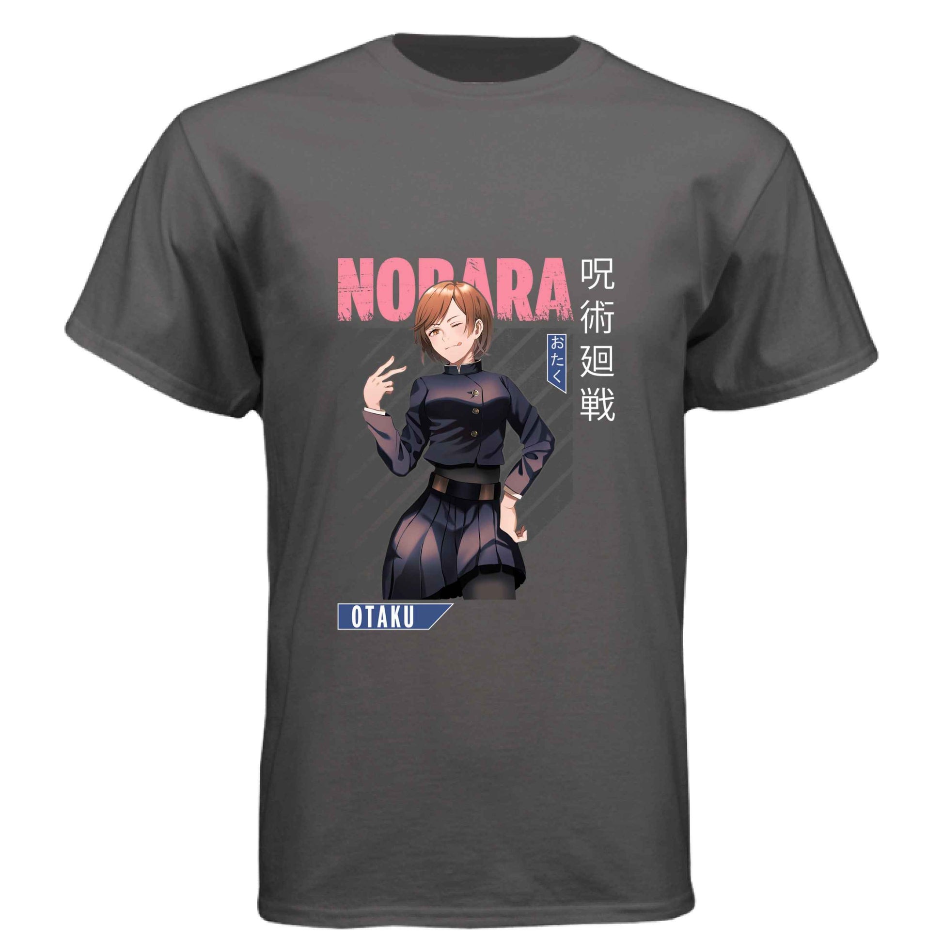 Jujutsu Kaisen Nobara Kugisaki T-Shirt - Pink Distressed Text Confident Pose Design | Premium Unisex Triblend Tee