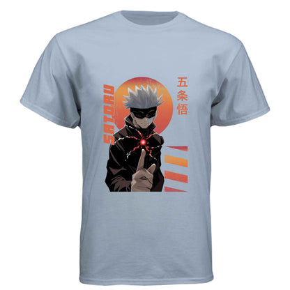 Jujutsu Kaisen Satoru Gojo T-Shirt - Infinity Technique Sunset Portrait Design | Premium Unisex Triblend Tee