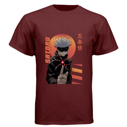 Jujutsu Kaisen Satoru Gojo T-Shirt - Infinity Technique Sunset Portrait Design | Premium Unisex Triblend Tee