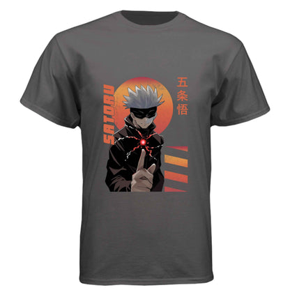 Jujutsu Kaisen Satoru Gojo T-Shirt - Infinity Technique Sunset Portrait Design | Premium Unisex Triblend Tee
