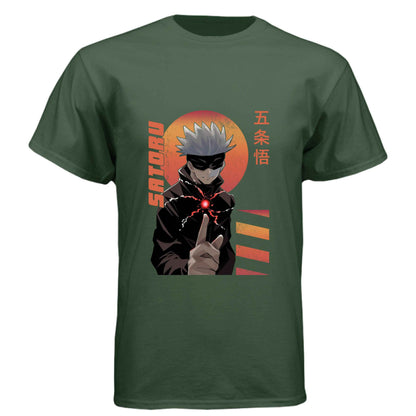 Jujutsu Kaisen Satoru Gojo T-Shirt - Infinity Technique Sunset Portrait Design | Premium Unisex Triblend Tee