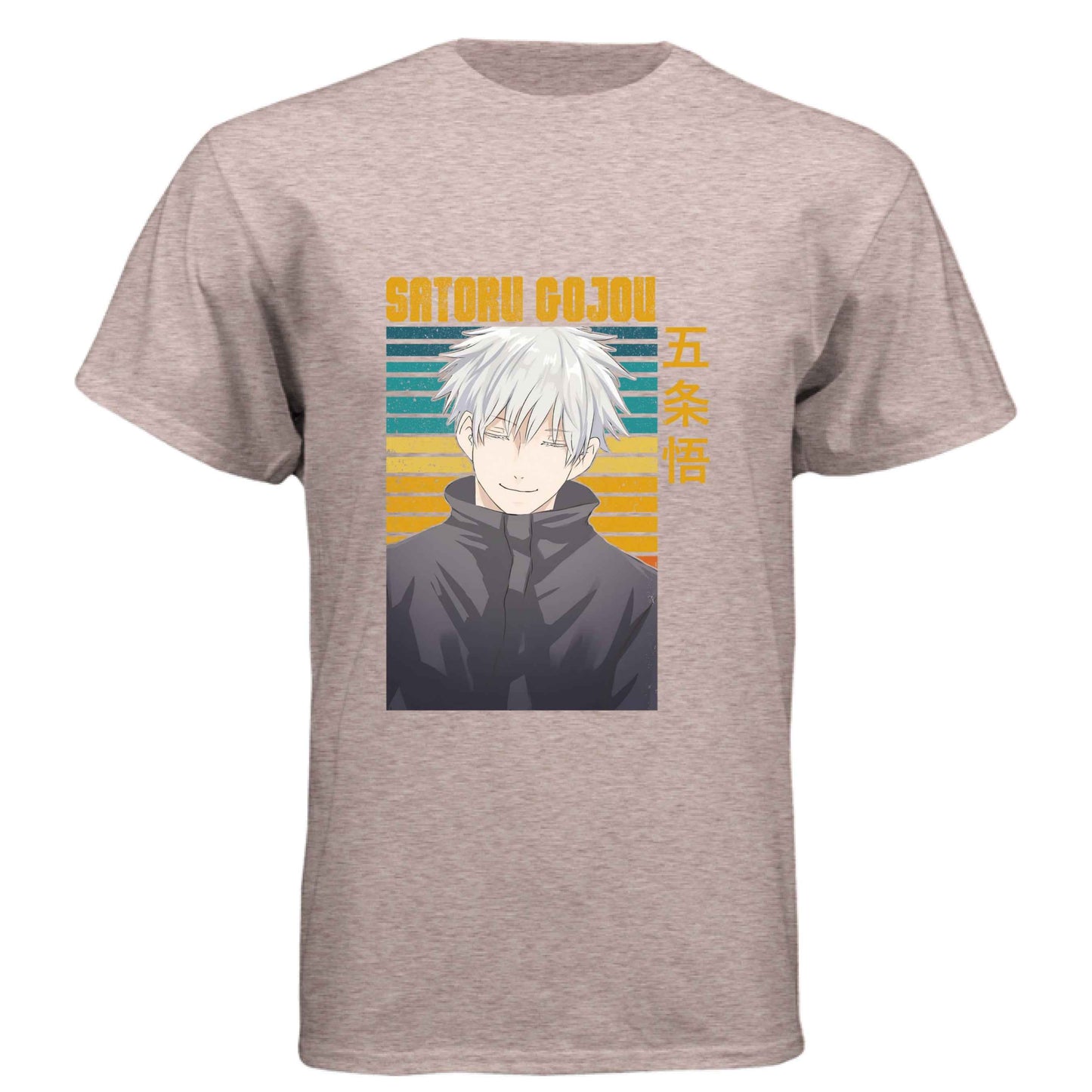 Jujutsu Kaisen Satoru Gojo T-Shirt - Retro Sunset Blue Eyes Portrait Design | Premium Unisex Triblend Tee