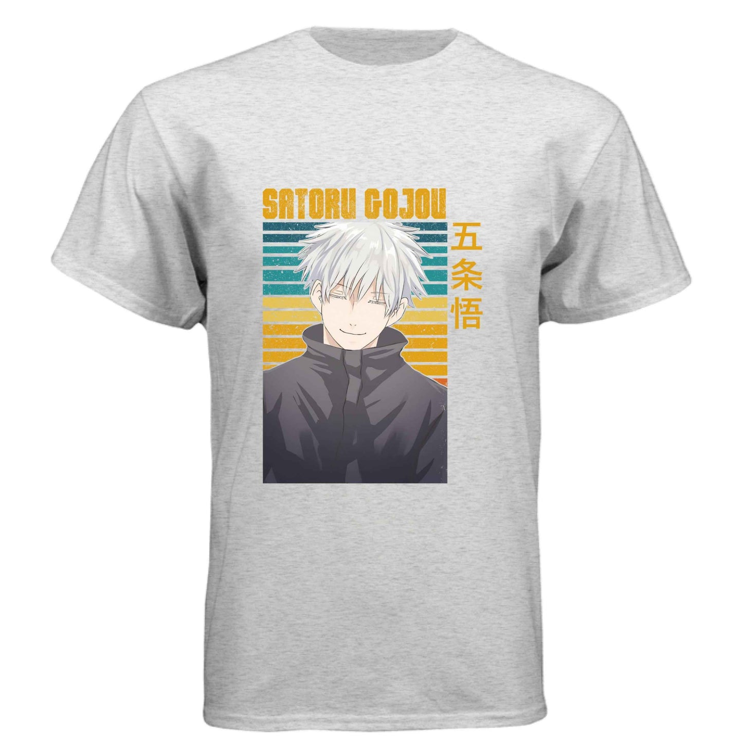Jujutsu Kaisen Satoru Gojo T-Shirt - Retro Sunset Blue Eyes Portrait Design | Premium Unisex Triblend Tee