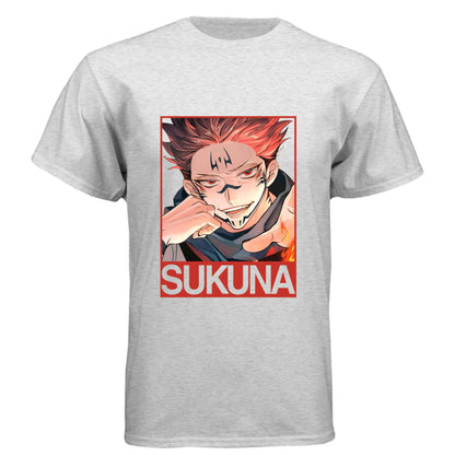 Jujutsu Kaisen Sukuna T-Shirt - King of Curses Menacing Grin Design | Premium Unisex Triblend Tee