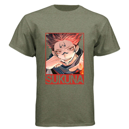 Jujutsu Kaisen Sukuna T-Shirt - King of Curses Menacing Grin Design | Premium Unisex Triblend Tee