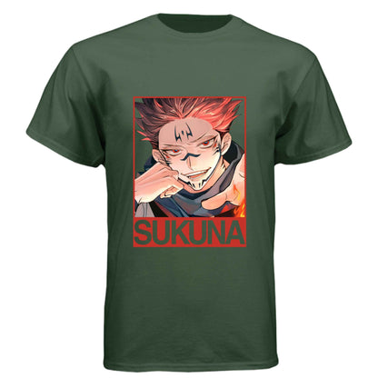 Jujutsu Kaisen Sukuna T-Shirt - King of Curses Menacing Grin Design | Premium Unisex Triblend Tee