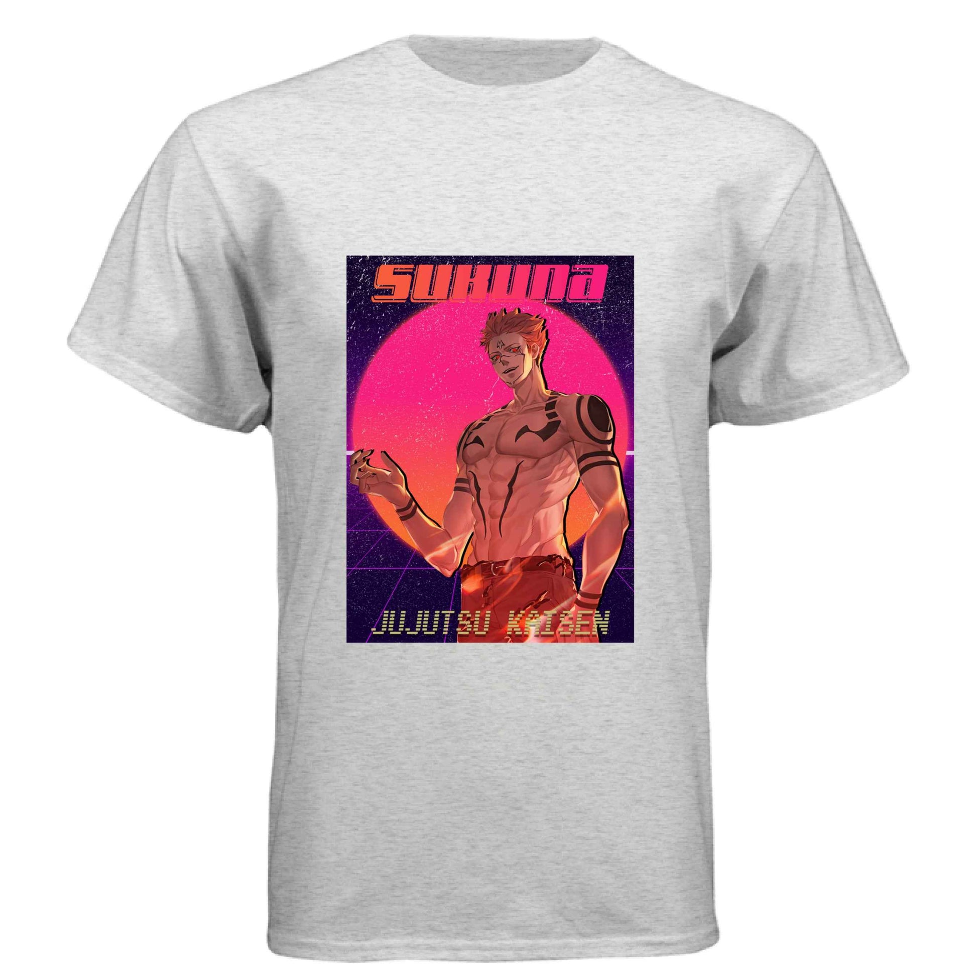 Jujutsu Kaisen Sukuna T-Shirt - Retro 80s Gradient King of Curses Design | Premium Unisex Triblend Tee