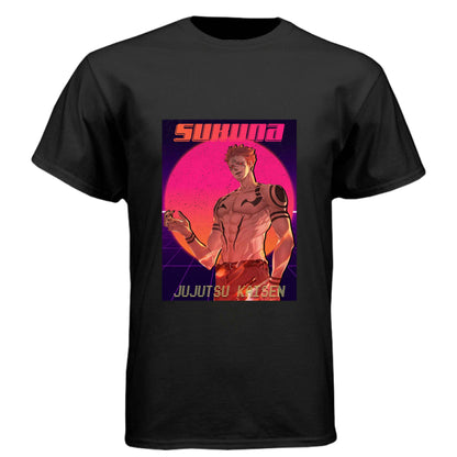 Jujutsu Kaisen Sukuna T-Shirt - Retro 80s Gradient King of Curses Design | Premium Unisex Triblend Tee