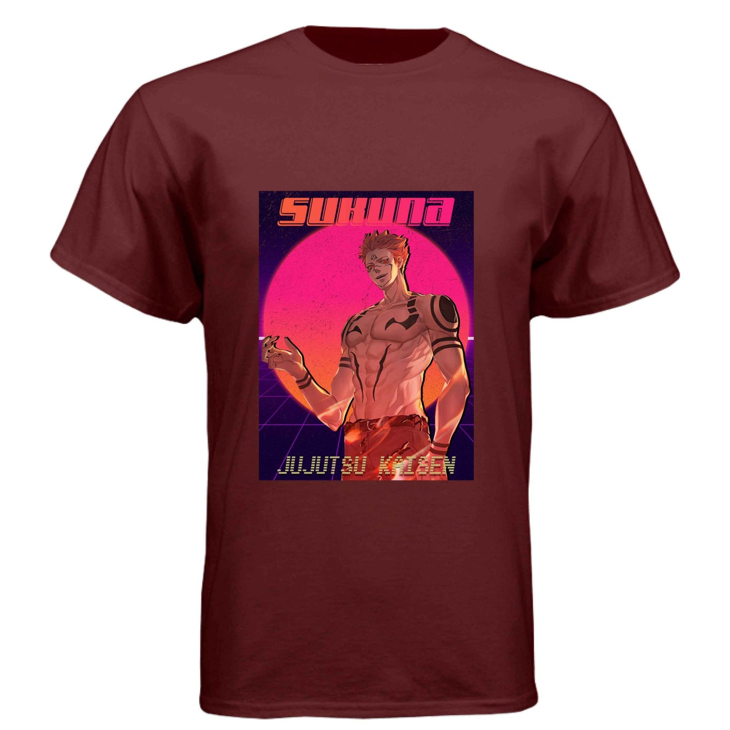 Jujutsu Kaisen Sukuna T-Shirt - Retro 80s Gradient King of Curses Design | Premium Unisex Triblend Tee