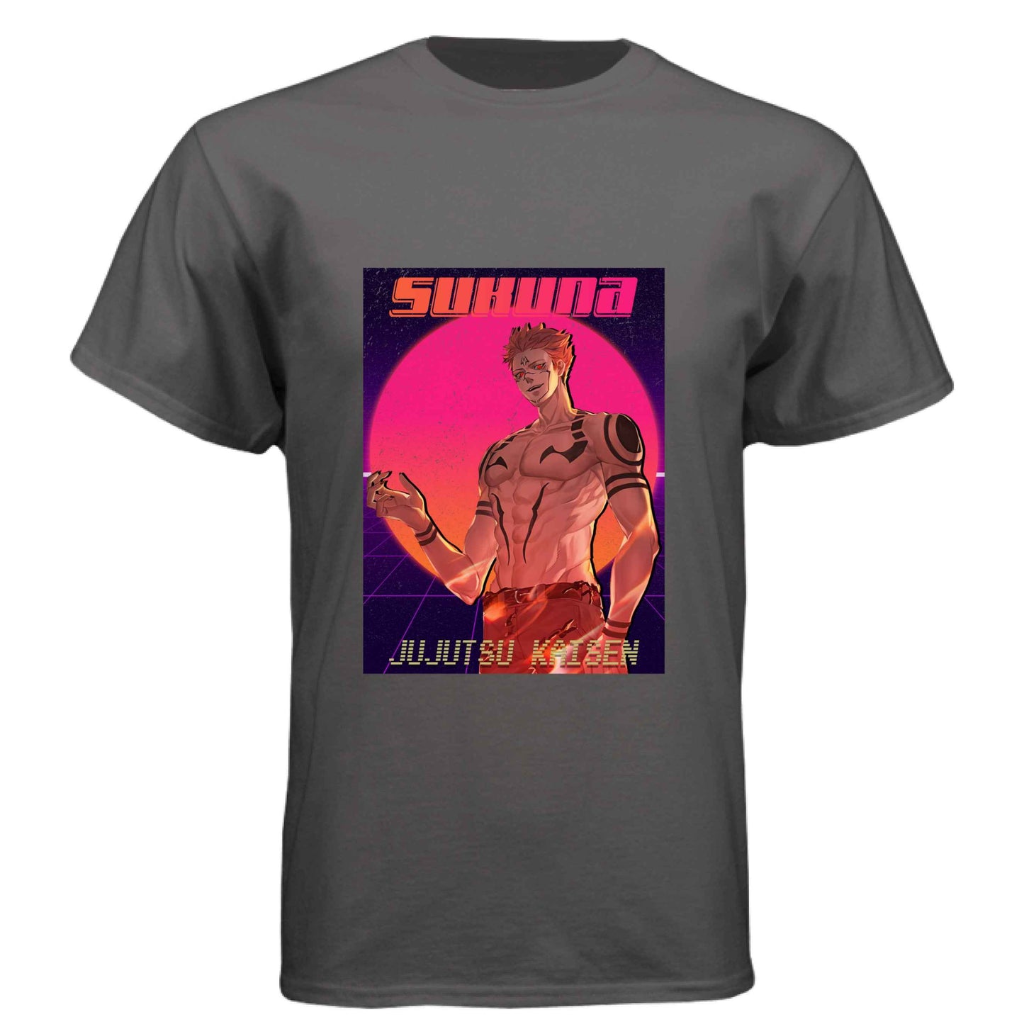 Jujutsu Kaisen Sukuna T-Shirt - Retro 80s Gradient King of Curses Design | Premium Unisex Triblend Tee