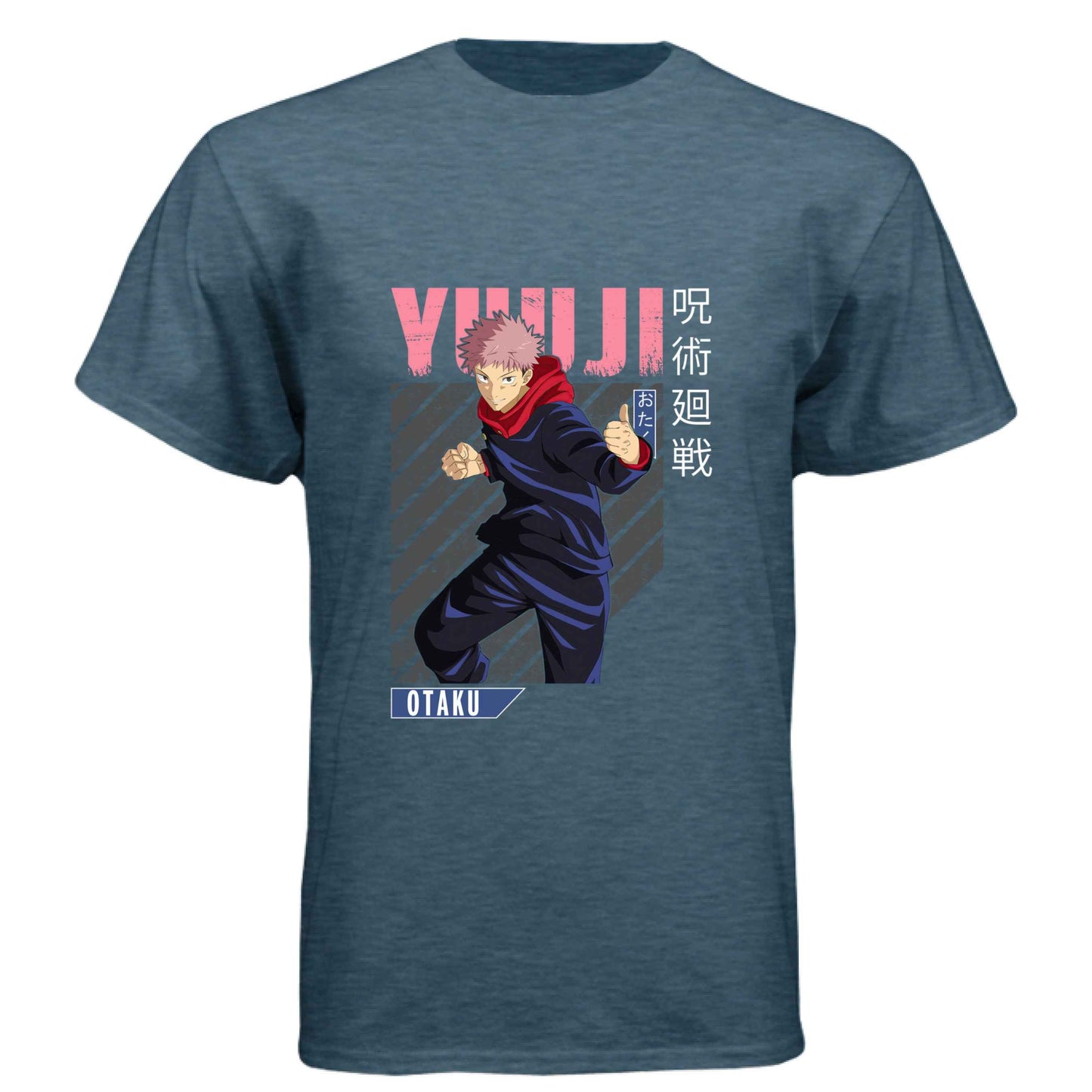 Jujutsu Kaisen Yuji Itadori T-Shirt - Pink Distressed Combat Stance Design | Premium Unisex Triblend Tee