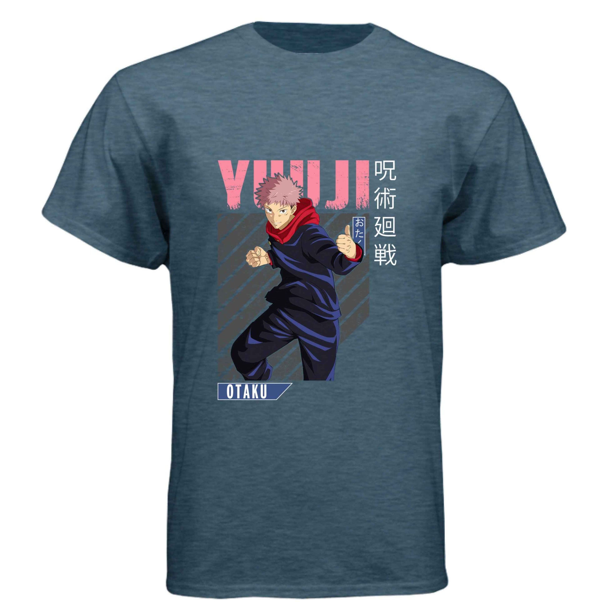 Jujutsu Kaisen Yuji Itadori T-Shirt - Pink Distressed Combat Stance Design | Premium Unisex Triblend Tee