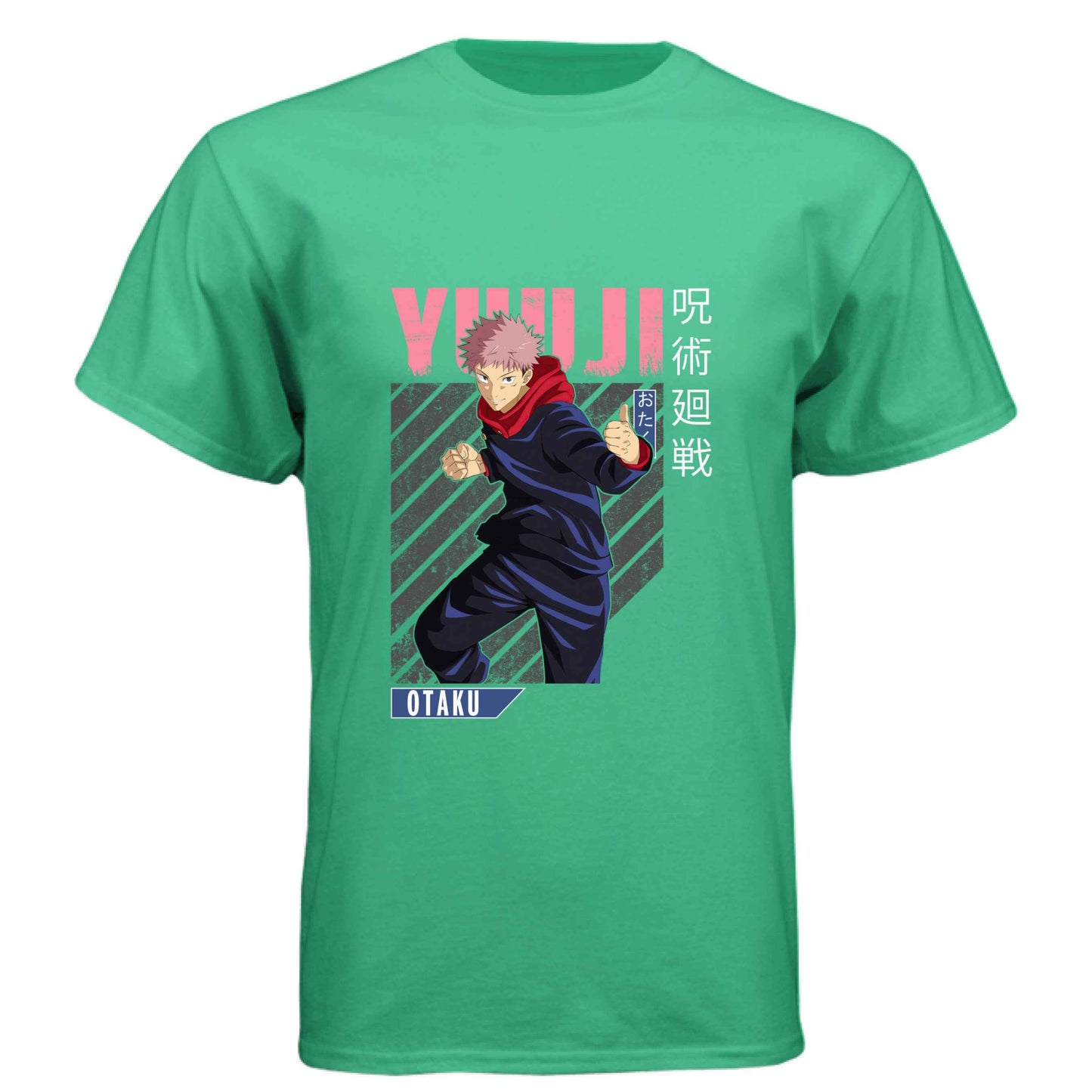 Jujutsu Kaisen Yuji Itadori T-Shirt - Pink Distressed Combat Stance Design | Premium Unisex Triblend Tee