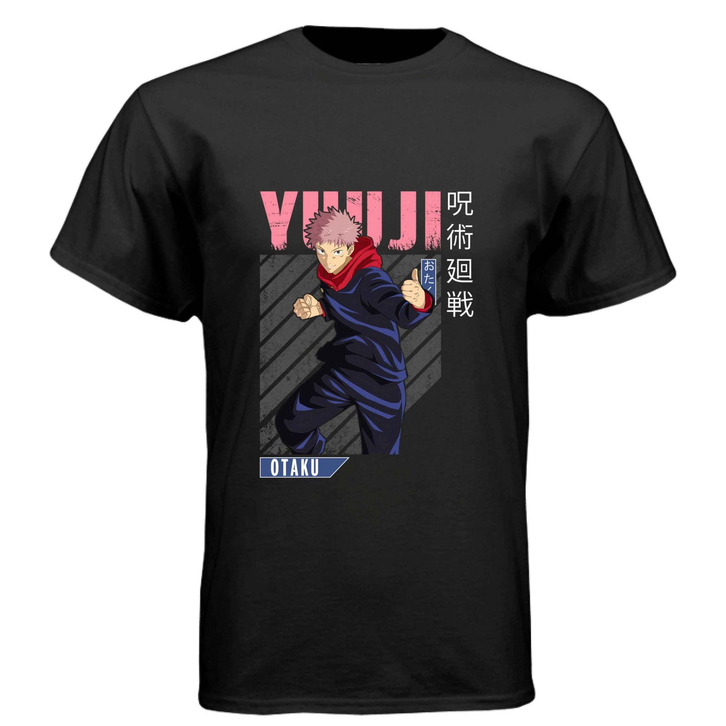Jujutsu Kaisen Yuji Itadori T-Shirt - Pink Distressed Combat Stance Design | Premium Unisex Triblend Tee