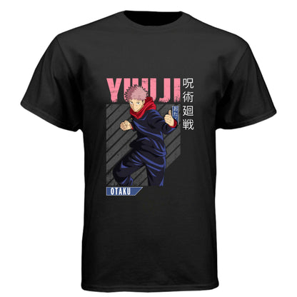 Jujutsu Kaisen Yuji Itadori T-Shirt - Pink Distressed Combat Stance Design | Premium Unisex Triblend Tee