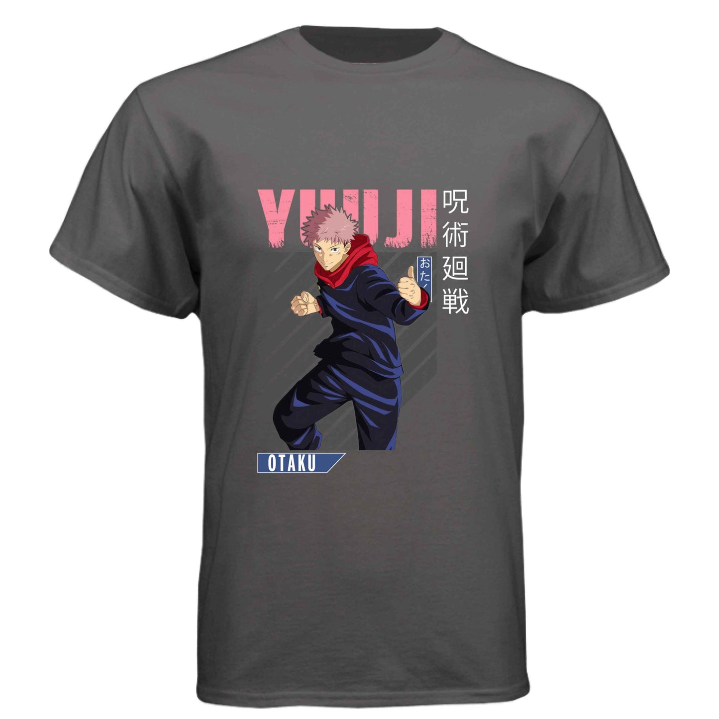 Jujutsu Kaisen Yuji Itadori T-Shirt - Pink Distressed Combat Stance Design | Premium Unisex Triblend Tee