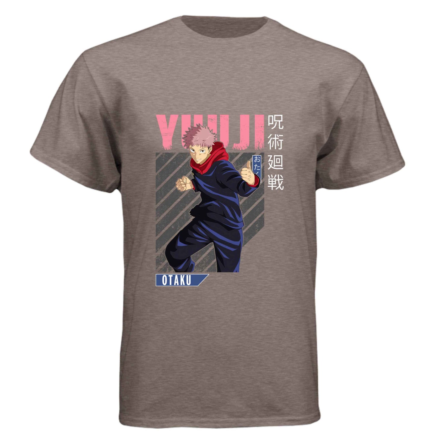 Jujutsu Kaisen Yuji Itadori T-Shirt - Pink Distressed Combat Stance Design | Premium Unisex Triblend Tee