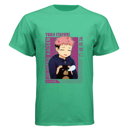 Jujutsu Kaisen Yuji Itadori T-Shirt - Wholesome Moment Stuffed Animal Design | Premium Unisex Triblend Tee