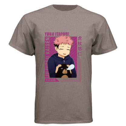 Jujutsu Kaisen Yuji Itadori T-Shirt - Wholesome Moment Stuffed Animal Design | Premium Unisex Triblend Tee