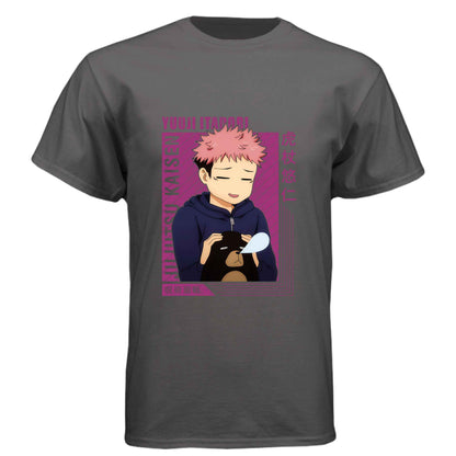 Jujutsu Kaisen Yuji Itadori T-Shirt - Wholesome Moment Stuffed Animal Design | Premium Unisex Triblend Tee